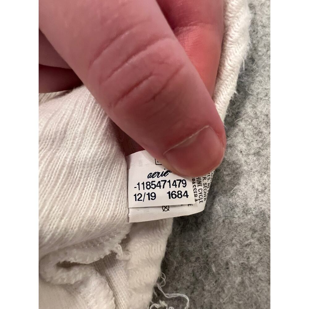 Aerie Sweater Mens Small Long Sleeve Crewneck‎ Ribbed Knit Cotton Pullover Cream - Picture 5 of 14